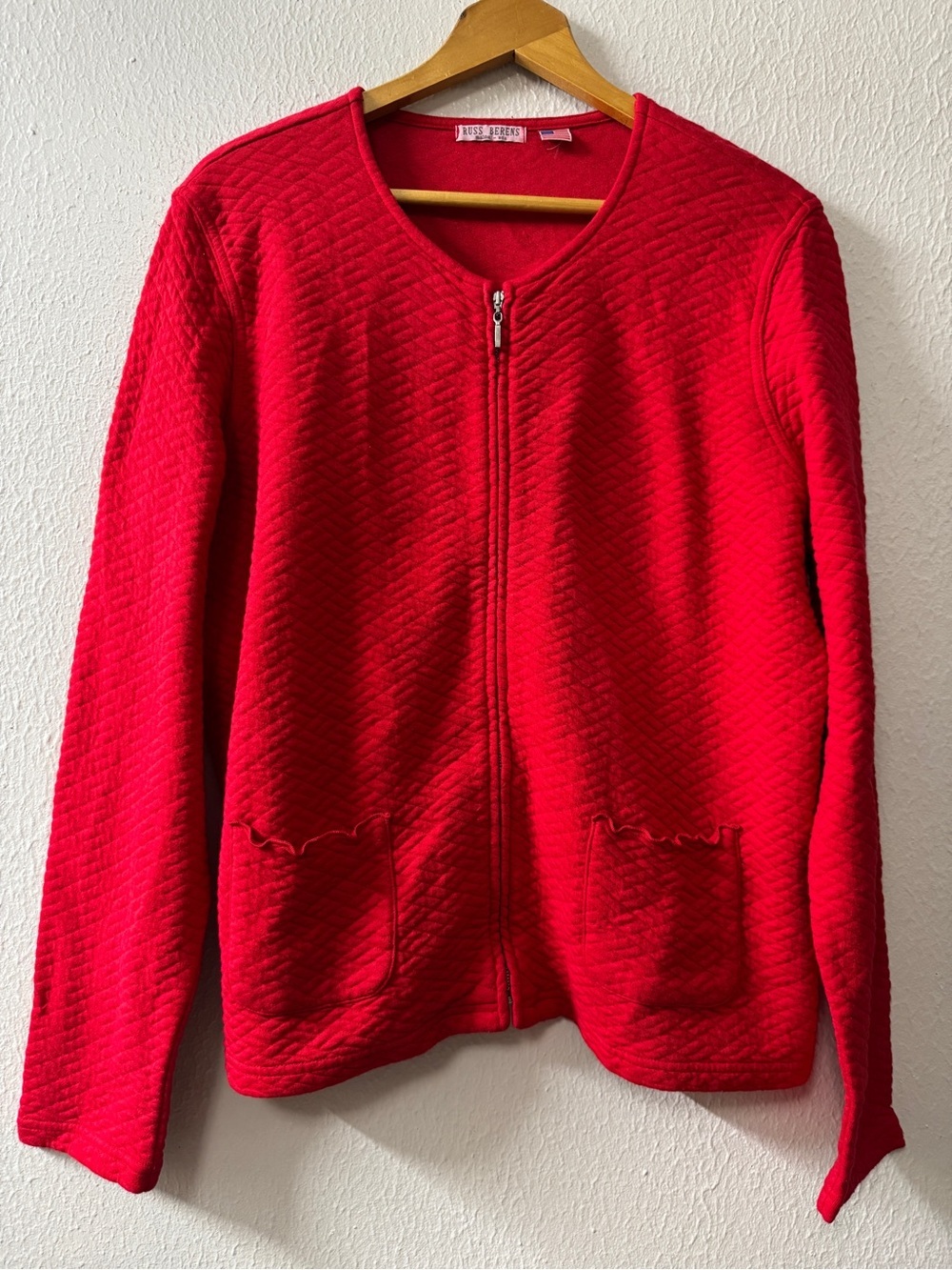 Russ Berens Red Quilted Zip Front Jacket